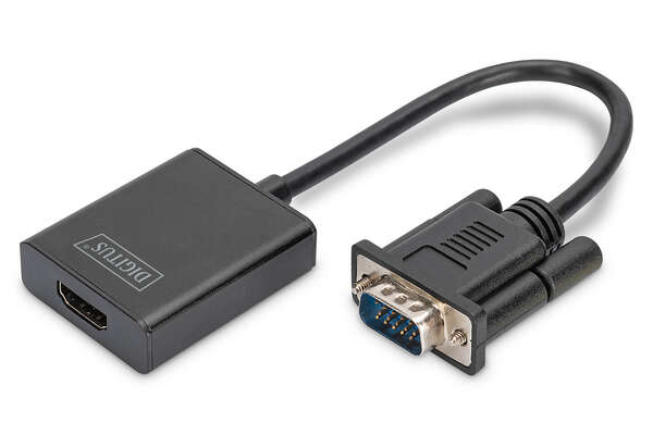 Naar omschrijving van DA-70473 - VGA to HDMI Converter + Audio (3.5mm) Full HD (1080p), cable type (15 cm), black