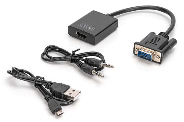Naar omschrijving van DA-70473 - VGA to HDMI Converter + Audio (3.5mm) Full HD (1080p), cable type (15 cm), black