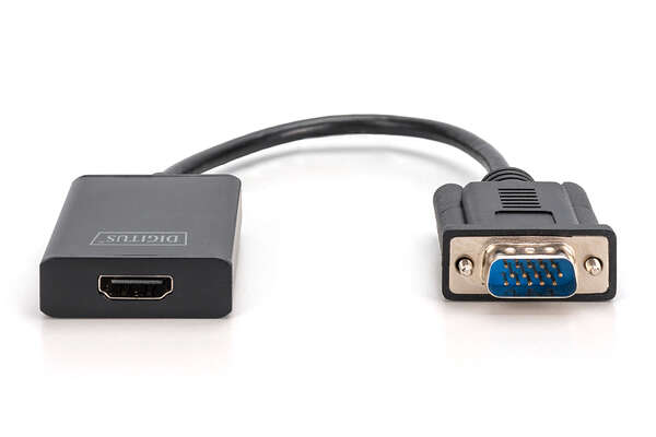 Naar omschrijving van DA-70473 - VGA to HDMI Converter + Audio (3.5mm) Full HD (1080p), cable type (15 cm), black