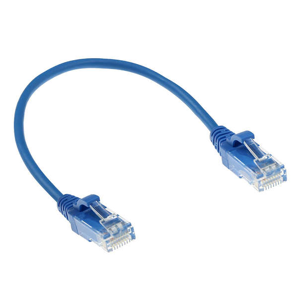 Naar omschrijving van DC9652 - ACT Blauw LSZH U/UTP CAT6 slimline patchkabel snagless 0,25m