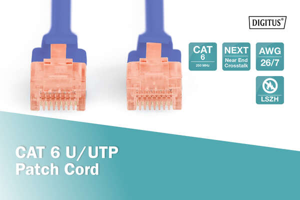 Naar omschrijving van DK-1617-005-B - CAT 6 U-UTP patch cord, Cu, LSZH AWG 26/7, length 0.50 m, color blue