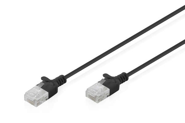 Naar omschrijving van DK-1618-010S-BL - CAT 6 U-UTP slim patch cord, Cu, LSZH AWG 32/7, length 1 m, Black