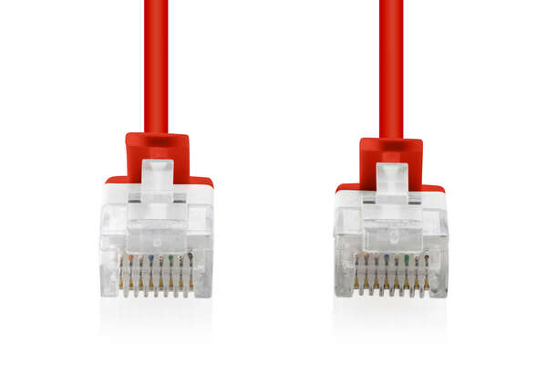 Naar omschrijving van DK-1618-005S-R - CAT 6 U-UTP slim patch cord, Cu, LSZH AWG 32/7, length 0.5 m, Red