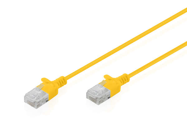 Naar omschrijving van DK-1618-010S-Y - CAT 6 U-UTP slim patch cord, Cu, LSZH AWG 32/7, length 1 m, Yellow