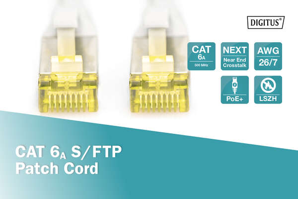 Naar omschrijving van DK-1644-A-200 - CAT 6A S-FTP patch cord, Cu, LSZH AWG 26/7, length 20 m, color grey