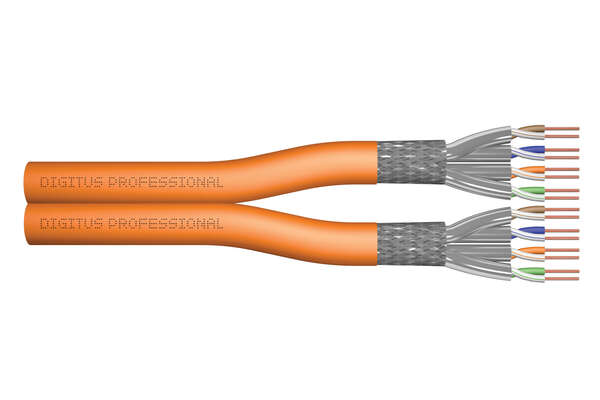 Naar omschrijving van DK-1743-VH-D-1 - CAT 7 S-FTP installation cable, 1200 MHz Dca (EN 50575), AWG 23/1, 100 m ring, Dx, orange