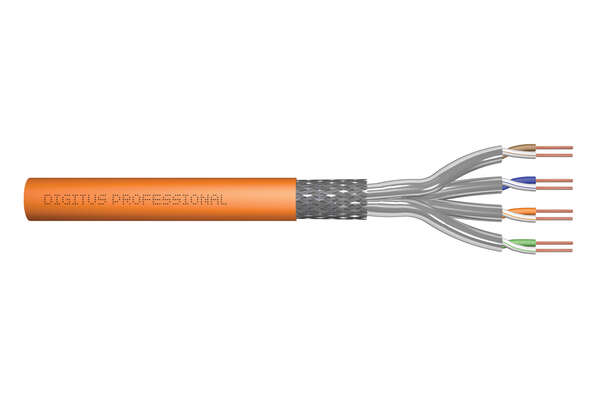 Naar omschrijving van DK-1745-VH-5 - CAT 7 S-FTP installation cable, 1200 MHz B2ca (EN 50575), AWG 23/1, 500 m drum, Sx, orange