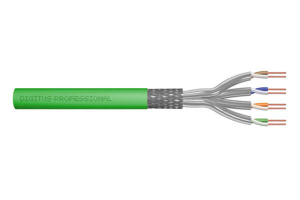 Naar omschrijving van DK-1843-VH-1 - CAT 8.2 S-FTP installation cable,2000 MHz,AWG 22/1 Dca, 100 m, ring, Green