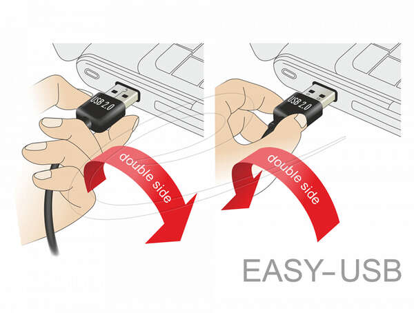 Naar omschrijving van DL-83542 - USB 2.0-kabel, EASY A-stekker haaks naar B-stekker, 5 m DeLock
