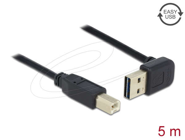 Naar omschrijving van DL-83542 - USB 2.0-kabel, EASY A-stekker haaks naar B-stekker, 5 m DeLock