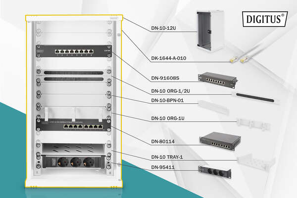 Naar omschrijving van DN-10-SET-3 - DIGITUS Netwerkset - 10 inch - 12U, 312 x 300mm (B x D)