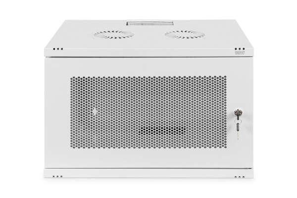 Naar omschrijving van DN-19-07U-S-PD - 7U wall mounting cabinet, SOHO, unmounted 370x540x400 mm, perforated front door, grey