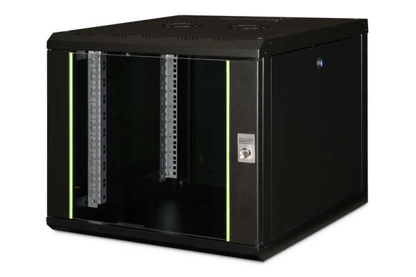 Naar omschrijving van DN-19-09U-6-6-SW - 9U wall mounting cabinet, Unique 509x600x600 mm, color black (RAL 9005)