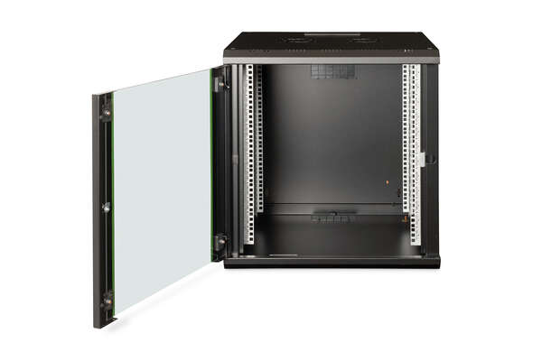 Naar omschrijving van DN-19-12U-6-6-SW - 12U wall mounting cabinet, Unique 643x600x600 mm, color black (RAL 9005)