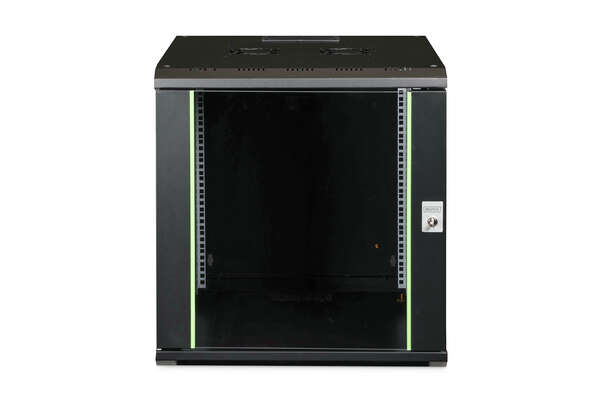 Naar omschrijving van DN-19-12U-6-6-SW - 12U wall mounting cabinet, Unique 643x600x600 mm, color black (RAL 9005)