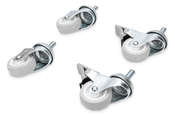 Naar omschrijving van DN-19-CASTOR-WM - Castors for standard wall mounting cabinets Unique set with 4 pieces, 2 pieces with brake system
