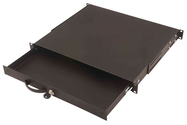 Naar omschrijving van DN-19-KEY-1U-SW - 1U lockable drawer with handle 44x481x400 mm, color black (RAL 9005)