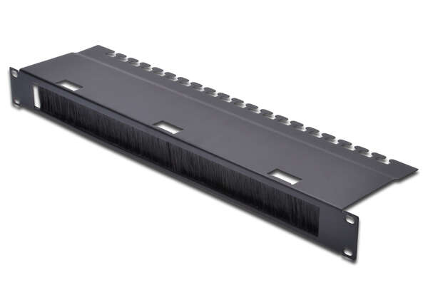 Naar omschrijving van DN-19-ORG-3U-SW - 1U cable management panel with 30x400 mm brush 480x120 mm cable fixing tray, black (RAL 9005)