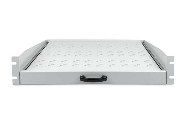 Naar omschrijving van DN-19-TRAY-2-450 - 2U extendib. shelf for cabinets from 450 mm depth 88x483x352 mm, up to 30 kg, grey (RAL 7035)