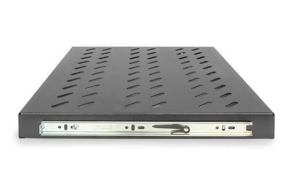 Naar omschrijving van DN-19-TRAY-2-600-SW - 1U extendible shelf for 600 mm depth racks 40x485x368 mm, up to 25 kg, black (RAL 9005)