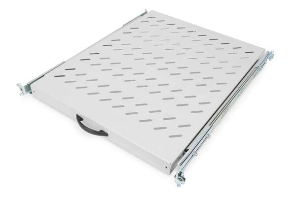 Naar omschrijving van DN-19-TRAY-2-800 - 1U extendible shelf for 800 mm depth racks 40x484x568 mm, up to 25 kg, grey (RAL 7035)
