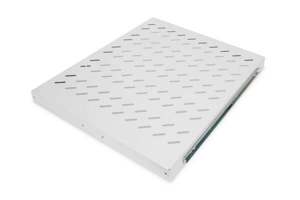 Naar omschrijving van DN-19-TRAY-2-800 - 1U extendible shelf for 800 mm depth racks 40x484x568 mm, up to 25 kg, grey (RAL 7035)