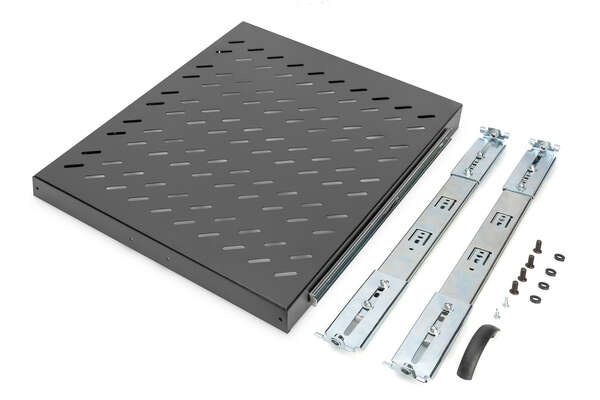 Naar omschrijving van DN-19-TRAY-2-800SW - 1U extendible shelf for 800 mm depth racks 40x484x568 mm, up to 25 kg, black (RAL 9005)