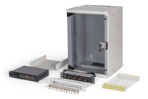 Naar omschrijving van DN-49102-SET - DIGITUS SOHO Pro network set, 10 inch - 9U, 315 x 300mm (W x D)
