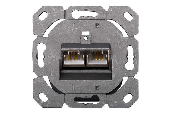 Naar omschrijving van DN-9005-N - CAT 6 wall outlet, shielded, 2x RJ45 8P8C, LSA, pure white, flush mount