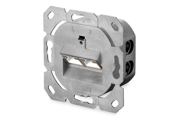 Naar omschrijving van DN-9006-N - CAT 6 wall outlet, shielded, 2x RJ45 8P8C, LSA, pure white, surface mount