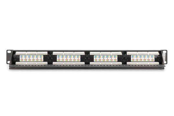 Naar omschrijving van DN-91624U-CR - DIGITUS CAT 6, Class E Patch Panel, unshielded 24-port RJ45, 8P8C, LSA, 1U, Rack Mount