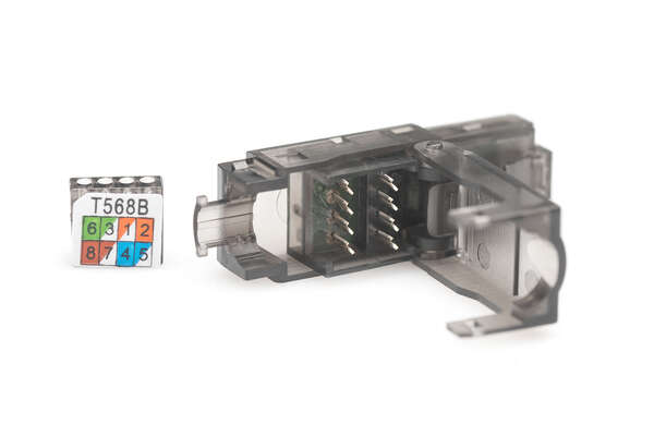 Naar omschrijving van DN-93633 - CAT 6A connector for field assembly, unshielded AWG 27/7 to 22/1, solid and stranded wire