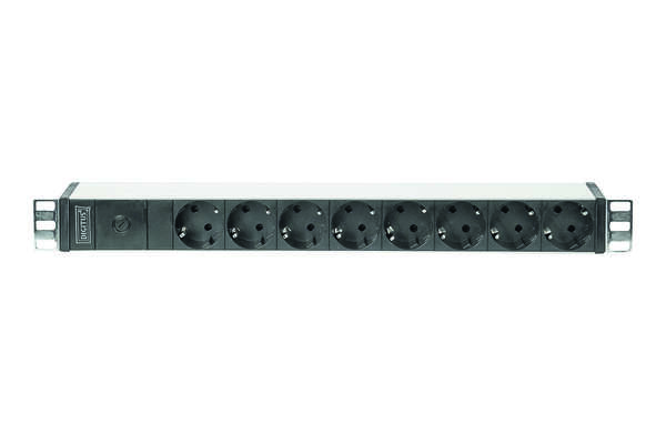 Naar omschrijving van DN-95410 - DIGITUS aluminum outlet strip with fuse, 8 safety outlets, 2 m supply IEC C14