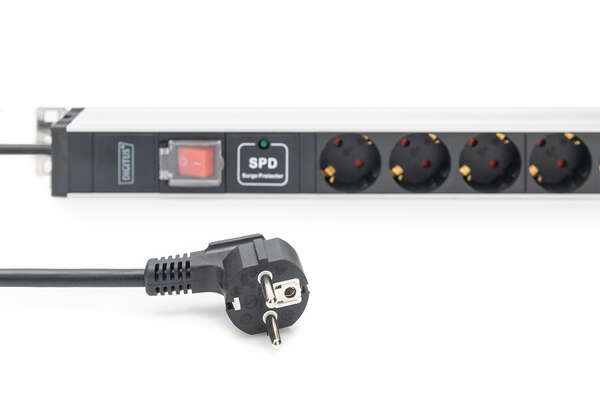 Naar omschrijving van DN-95435 - 1U Aluminum PDU, rackmountable, 12 x Safety outlet 16A, 230VAC, 50/60Hz, overvoltage, Switch