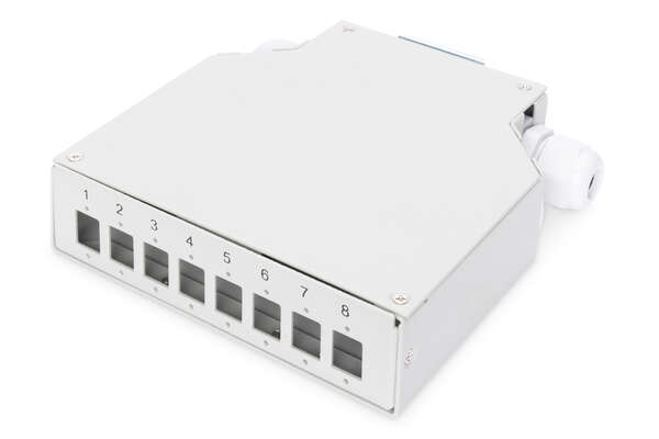 Naar omschrijving van DN-96891 - Din Rail Splice Box for 8 LC/DX couplers, Color grey