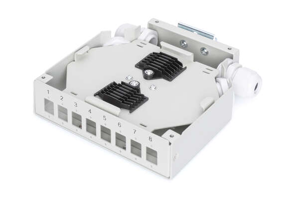 Naar omschrijving van DN-96891 - Din Rail Splice Box for 8 LC/DX couplers, Color grey