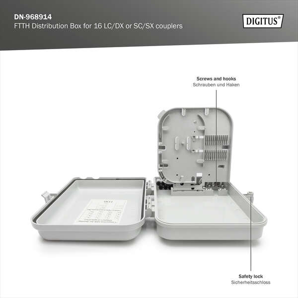 Naar omschrijving van DN-968914 - Outdoor FTTH Box for 16 cores and 16x LC/DX or 16x SC/SX