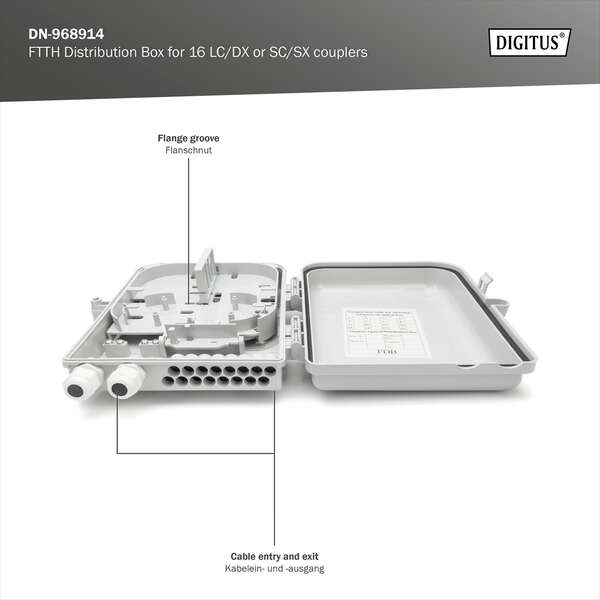 Naar omschrijving van DN-968914 - Outdoor FTTH Box for 16 cores and 16x LC/DX or 16x SC/SX