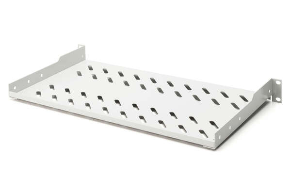 Naar omschrijving van DN-97609 - 1U fixed shelf for racks from 400 mm depth 45x482x250 mm, up to 15 kg, grey (RAL 7035)