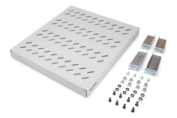Naar omschrijving van DN-97646 - 1U fixed shelf for 800 mm depth racks 43x484x508 mm, adjust. up to 700 mm depth, grey