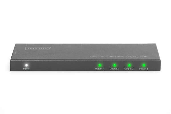 Naar omschrijving van DS-45323 - Ultra Slim HDMI Splitter, 1x4, 4K/60Hz HDR, HDCP 2.2, 18 Gbps, Micro USB powered