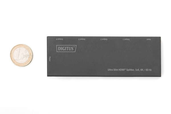Naar omschrijving van DS-45323 - Ultra Slim HDMI Splitter, 1x4, 4K/60Hz HDR, HDCP 2.2, 18 Gbps, Micro USB powered