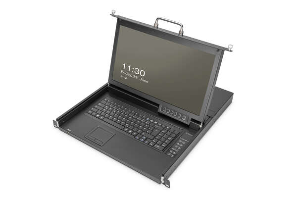 Naar omschrijving van DS-72220-2US - Modularized HD LCD TFT console,8 Port VGA with 8-port VGA KVM,US keyboard, RAL 9005 black
