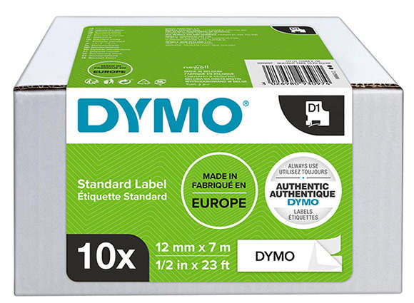 Naar omschrijving van DYMO2093097 - Dymo 2093097 tape zwart op wit 12 mm 10 tapes 45013 (origineel)