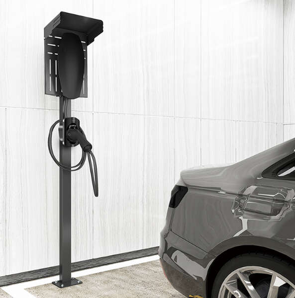 Naar omschrijving van EVM0101 - Wall Mount with cable rest for EV charging cable, w/ lock, plastic, black