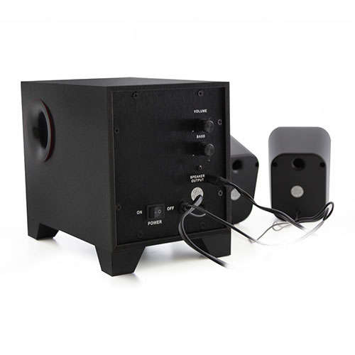 Naar omschrijving van EW3505 - Ewent 2.1 Speakersysteem, 15W RMS, zwart, 230V voeding