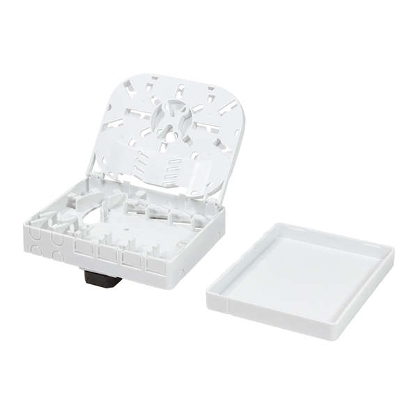 Naar omschrijving van FB1002 - FTTH Termination box, 4 ports, white, including DIN rail holder