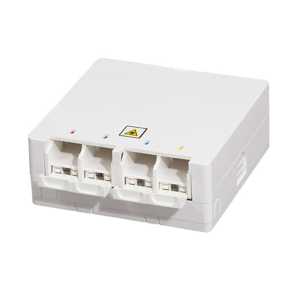 Naar omschrijving van FB1007 - FTTH termination box, 4 ports, wall or DIN rail mounting, white