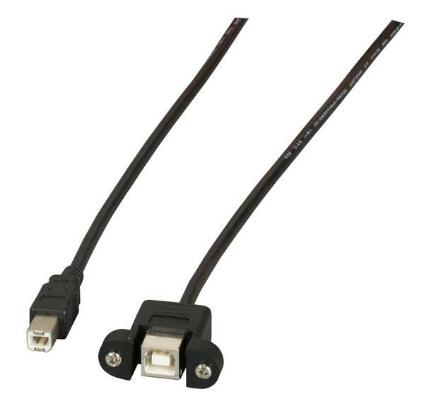 Naar omschrijving van K5293SW-0-5V2 - USB2.0 Extension Cable B-B, M-F (panel type), 0.5m, black, Classic
