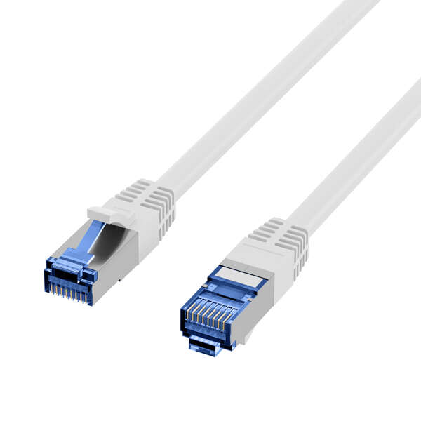 Naar omschrijving van K5525FWS-0-25 - RJ45 Patch cable S/FTP, Cat.6A, Cat.7 Raw cable TPE superflex, white, 0,25m
